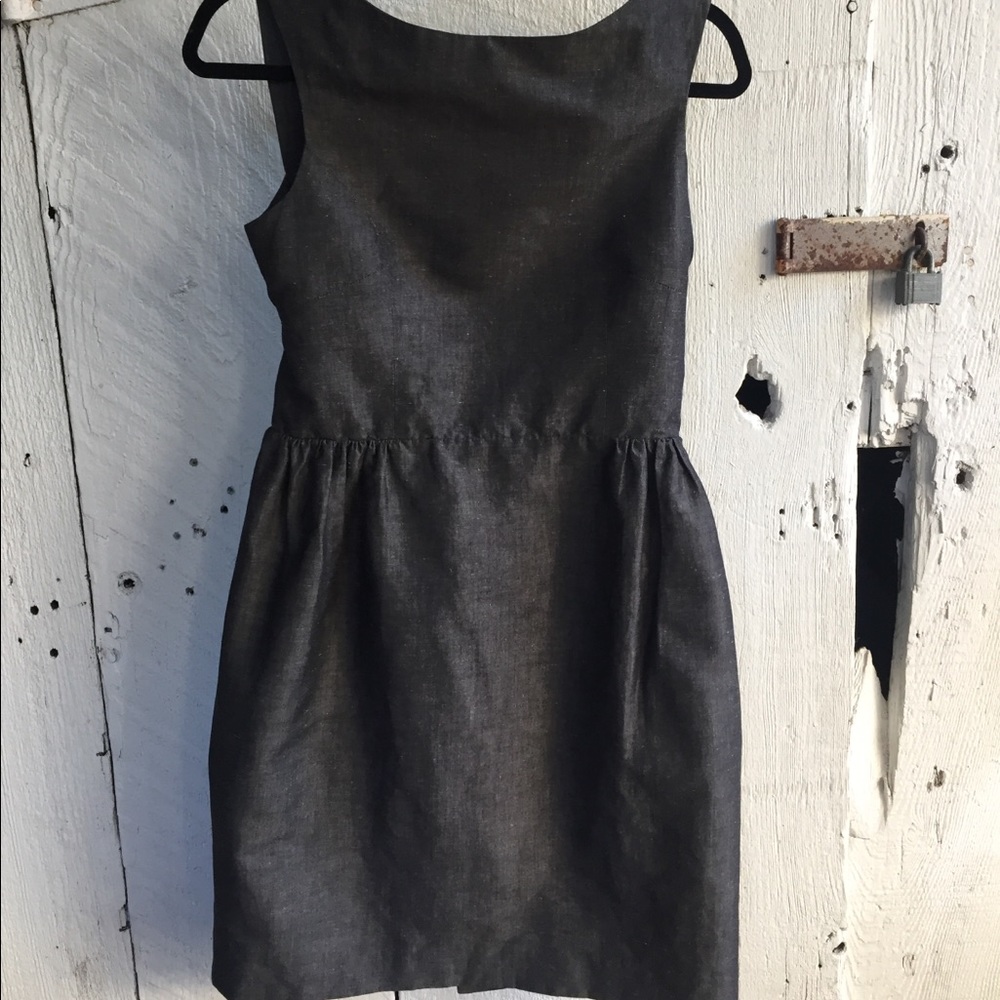 Charcoal Grey Size 2  Mischen Pleaded Sheath Dress